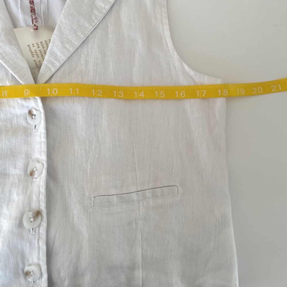 LoveShackFancy White‎ Linen Waistcoat Vest Button Front Tie Back Size 4 NEW - Picture 8 of 9